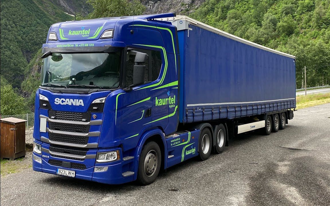 在挪威的dyrskar景观公路上驾驶斯堪尼亚 | scania 560s pov juv_123