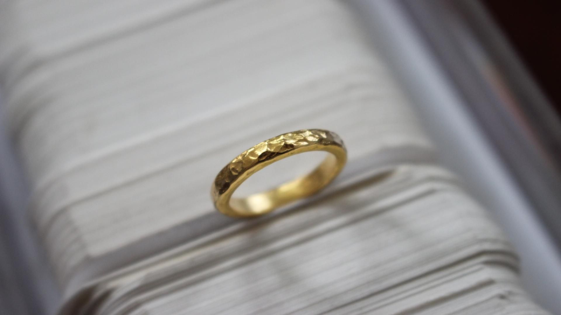 手工打金 寄金改款 锤纹戒指 做过的最小号 4号的小戒指