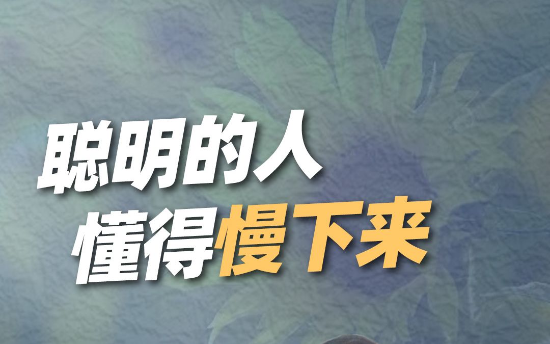 聪明的人,懂得慢下来【武志红】哔哩哔哩bilibili