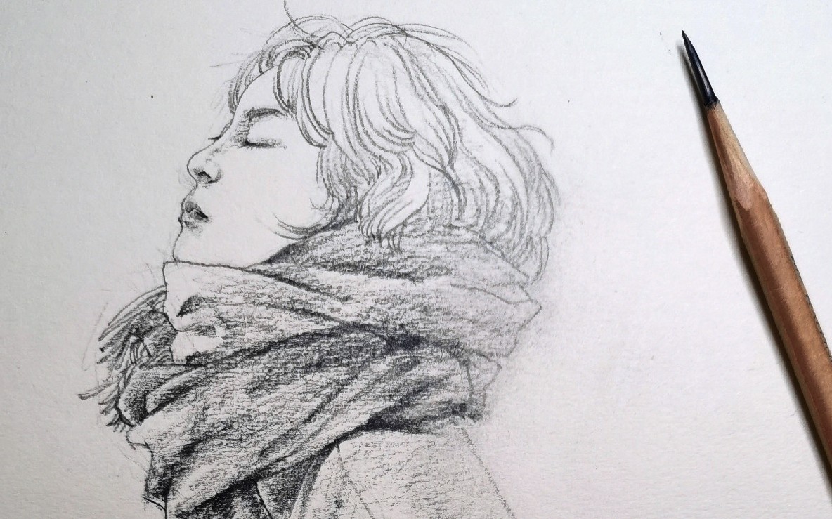 人物速写围巾女孩团练无讲解版3倍速