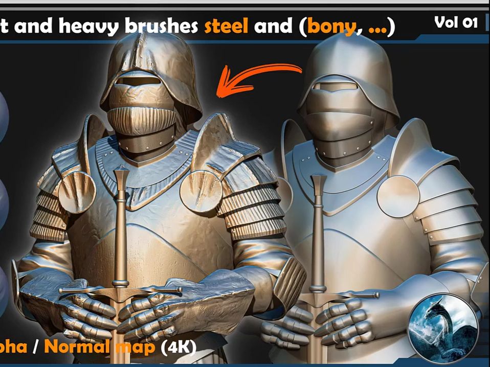 ZBrush素材50款金属磨损破损战损细节雕刻ZBP笔刷alpha纹理Metal Brushes pack (steel, bony, ...) Vol 01哔哩哔哩bilibili