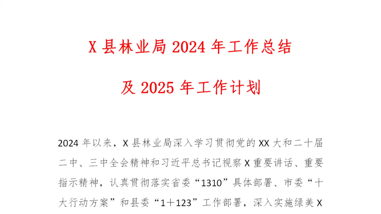 X县林业局2024年工作总结及2025年工作计划哔哩哔哩bilibili