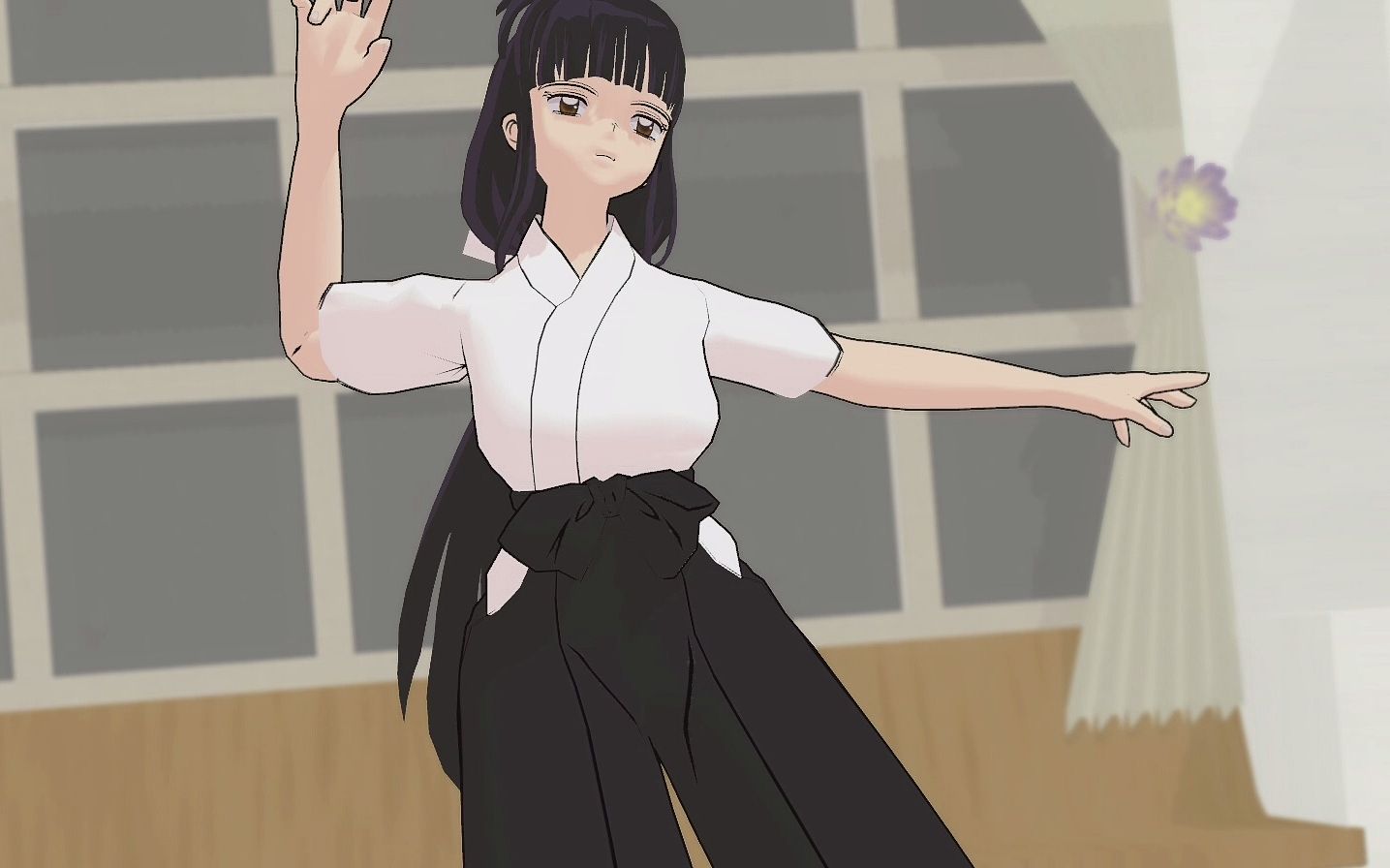 犬夜叉tv动画里有一段桔梗穿弓道服的片段试着改了下模型