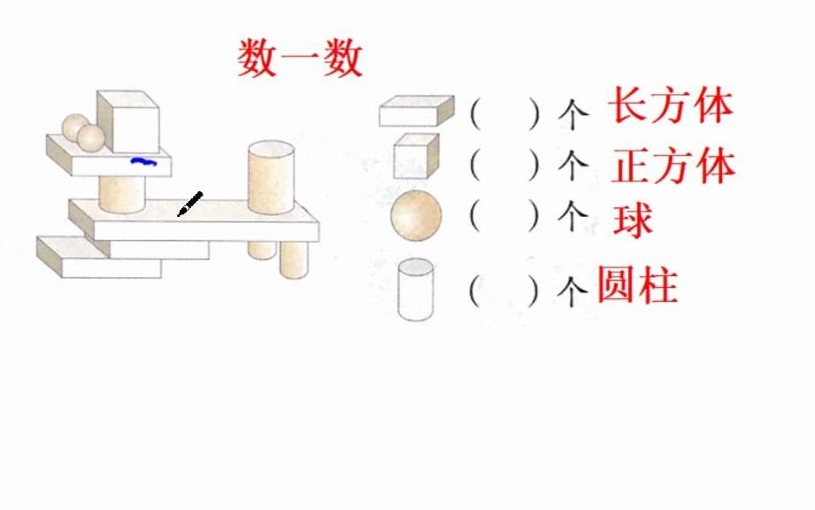 [图]人教版一年级,第17集,数一数，正方体，长方体，球，圆柱个数#认识图形#一年级数学#幼小衔接数学