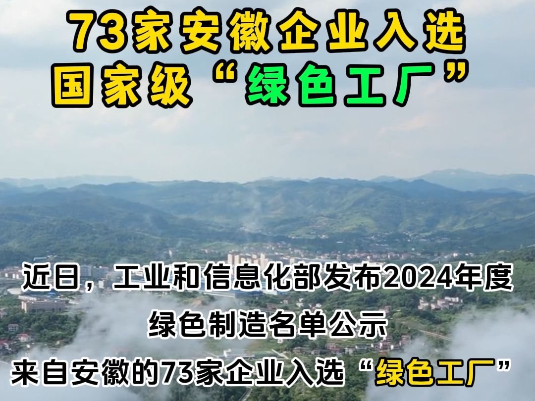 73家安徽企业入选国家级“绿色工厂”哔哩哔哩bilibili