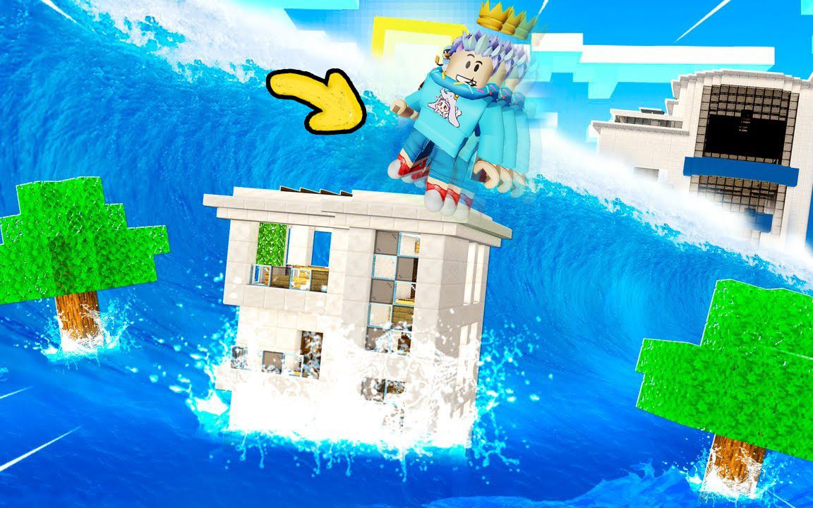 Roblox自然灾害模拟器:海啸洪水酸雨一起来太惊人了!小飞象解说哔哩哔哩bilibili