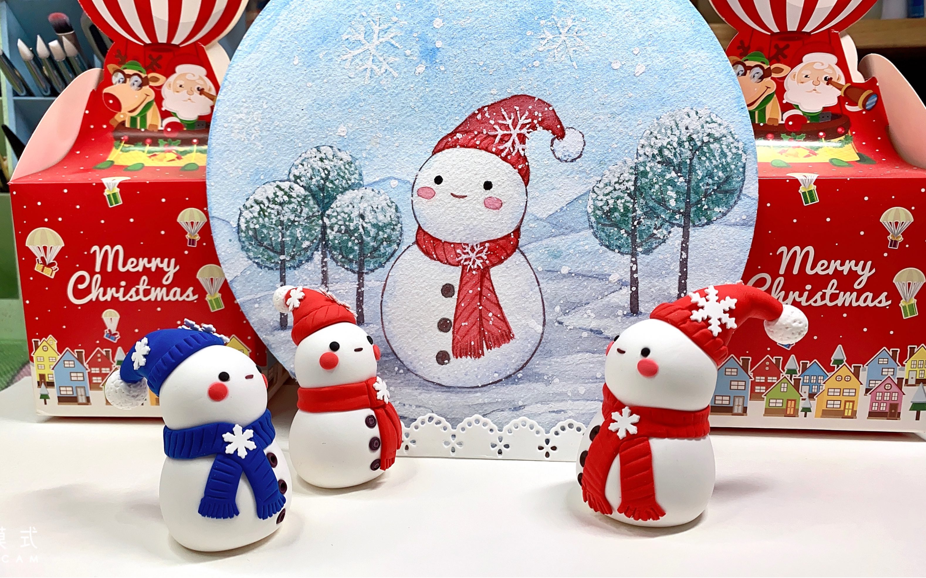 【水彩】【超轻粘土】《雪娃娃》绘制 过程_哔哩哔哩_bilibili