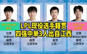 Download Video: LPL现役选手籍贯，四强中单3人出自江西，中部三省多电竞人才