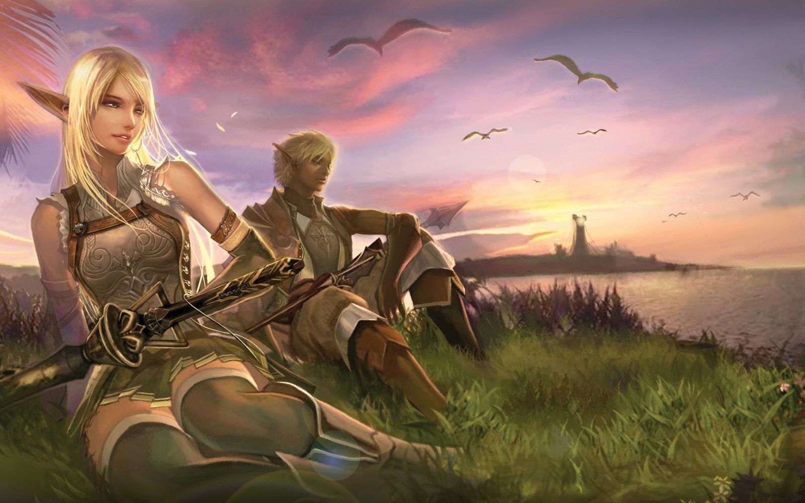 天堂2七章黑暗精灵村庄音乐照片留念