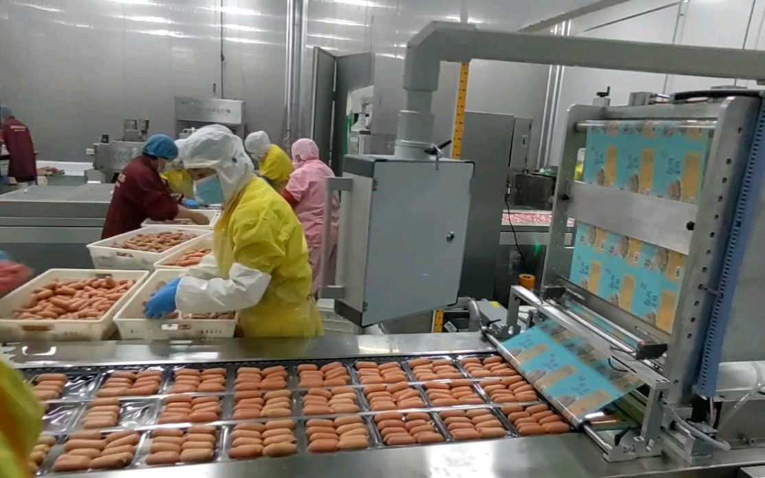 地道肠道地肠台湾烤肠火山石烤肠工厂流水线专用拉伸膜真空包装机