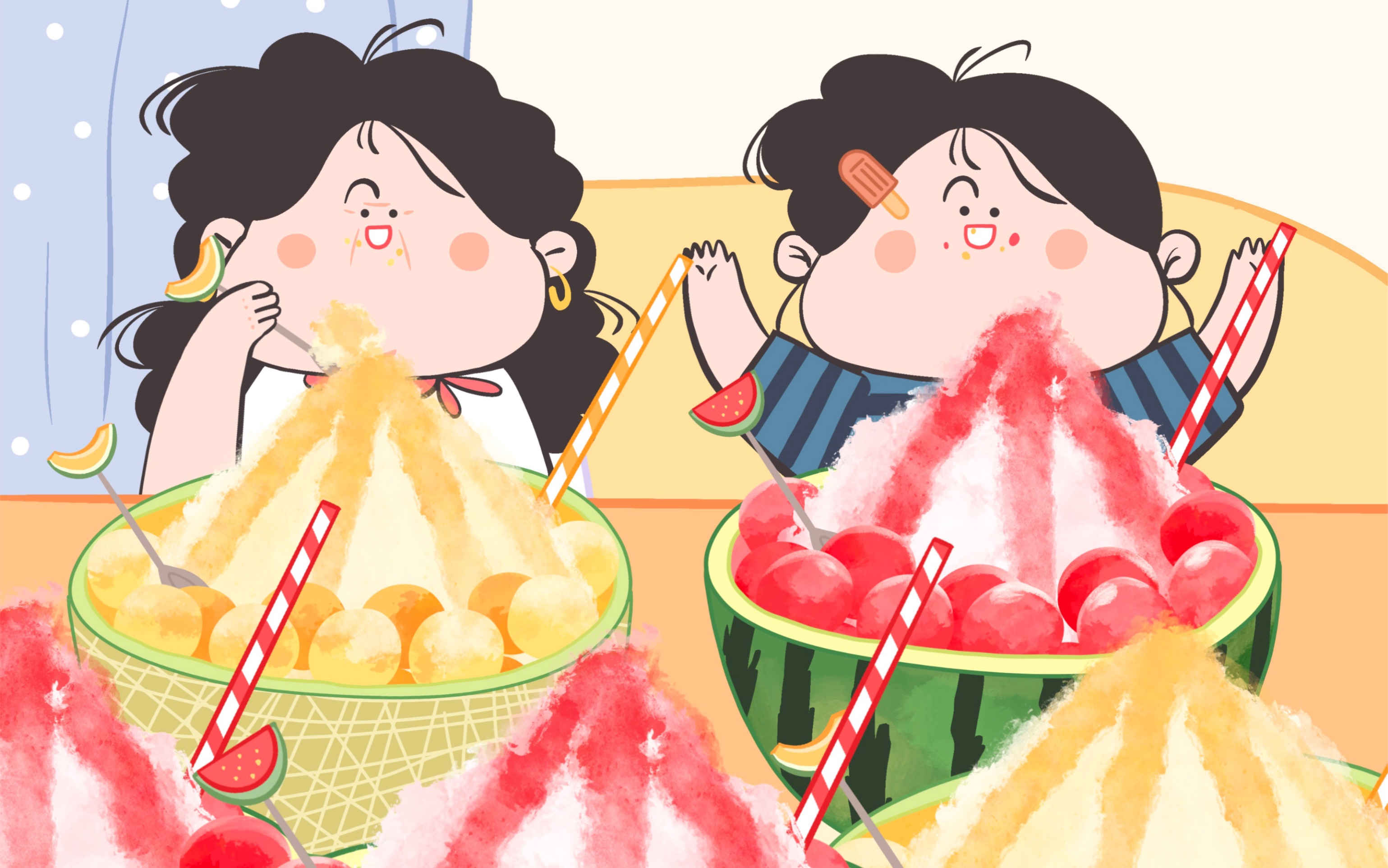 秧花花一家动画连载|我和老妈的沉浸式清爽水果刨冰