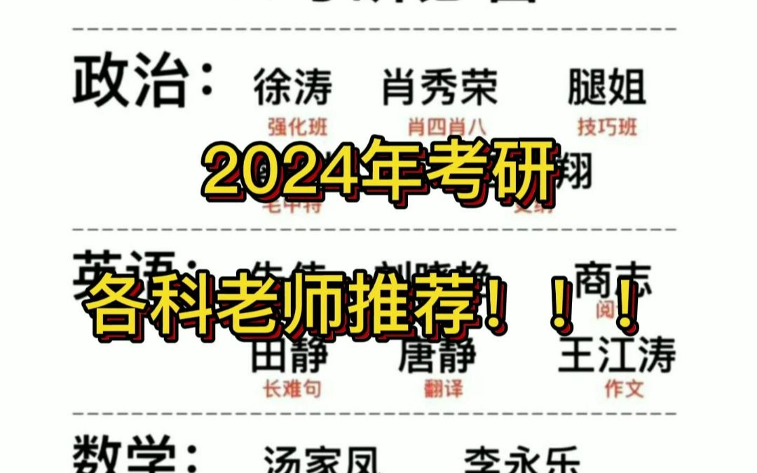 2024年考研各科老师推荐!!!哔哩哔哩bilibili