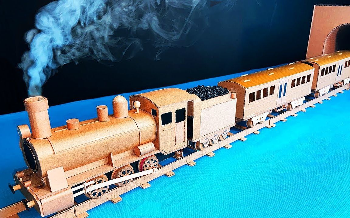 纸板diy蒸汽火车制作过程