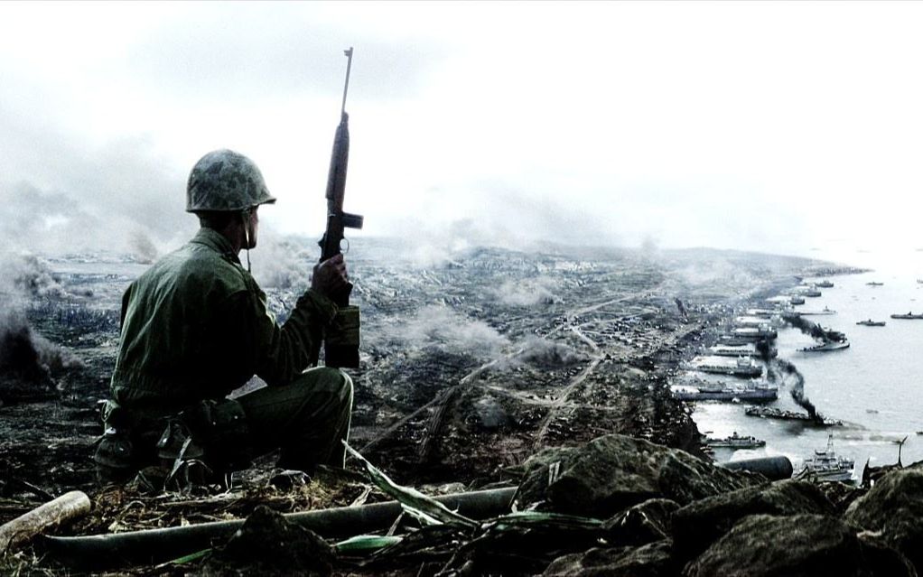 《父辈的旗帜》美军登陆硫磺岛战役宏大场面,战斗激烈,损失惨重