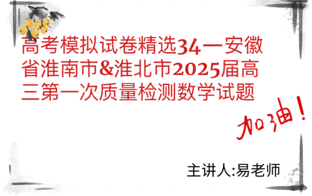 安徽省淮南市淮北市2025届高三第一次质量检测数学试题哔哩哔哩bilibili