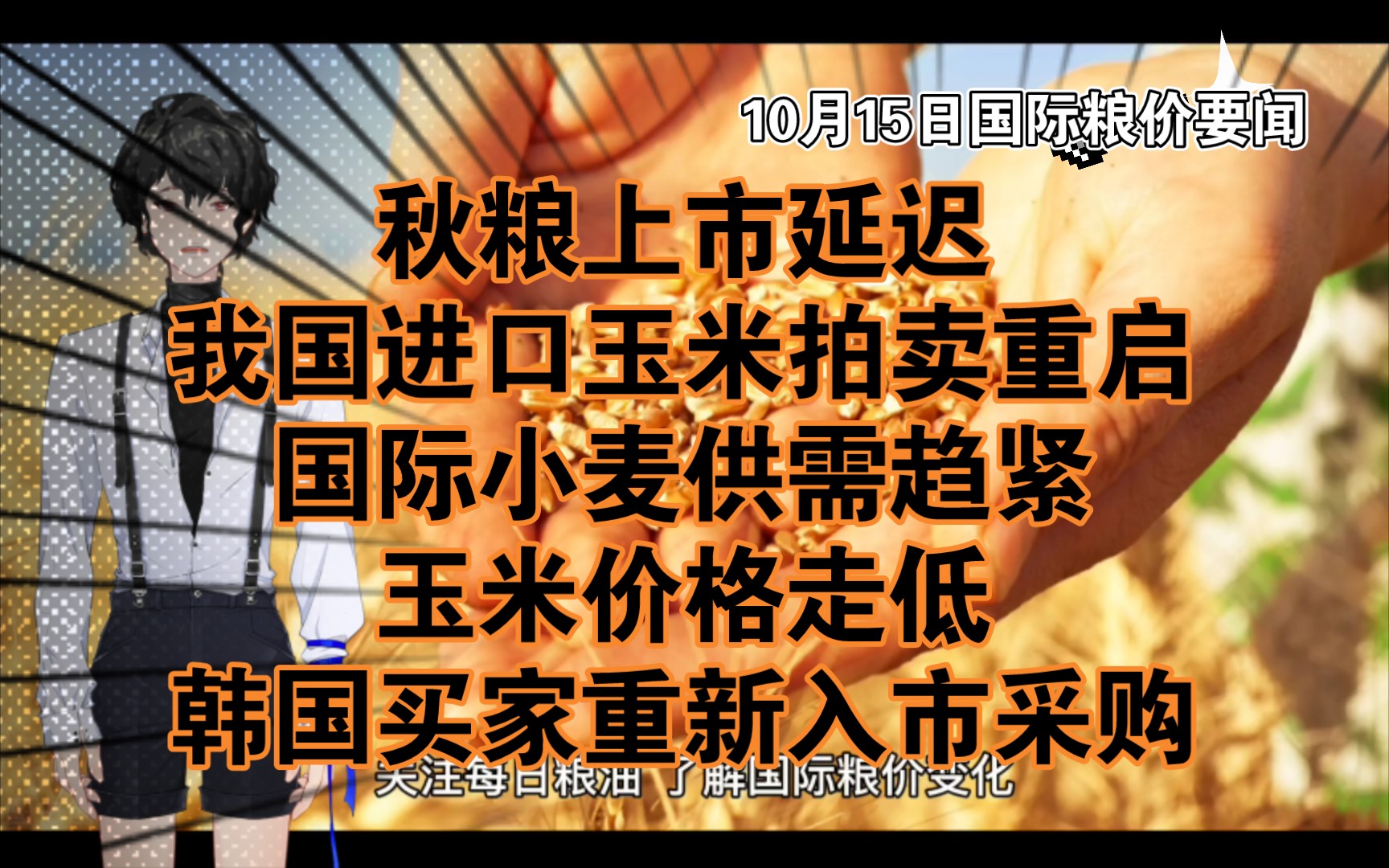 10月15日国际粮价要闻:秋粮上市延迟,我国进口玉米拍卖重启;国际小麦供需趋紧,玉米走低,韩国买家重新入市采购哔哩哔哩bilibili