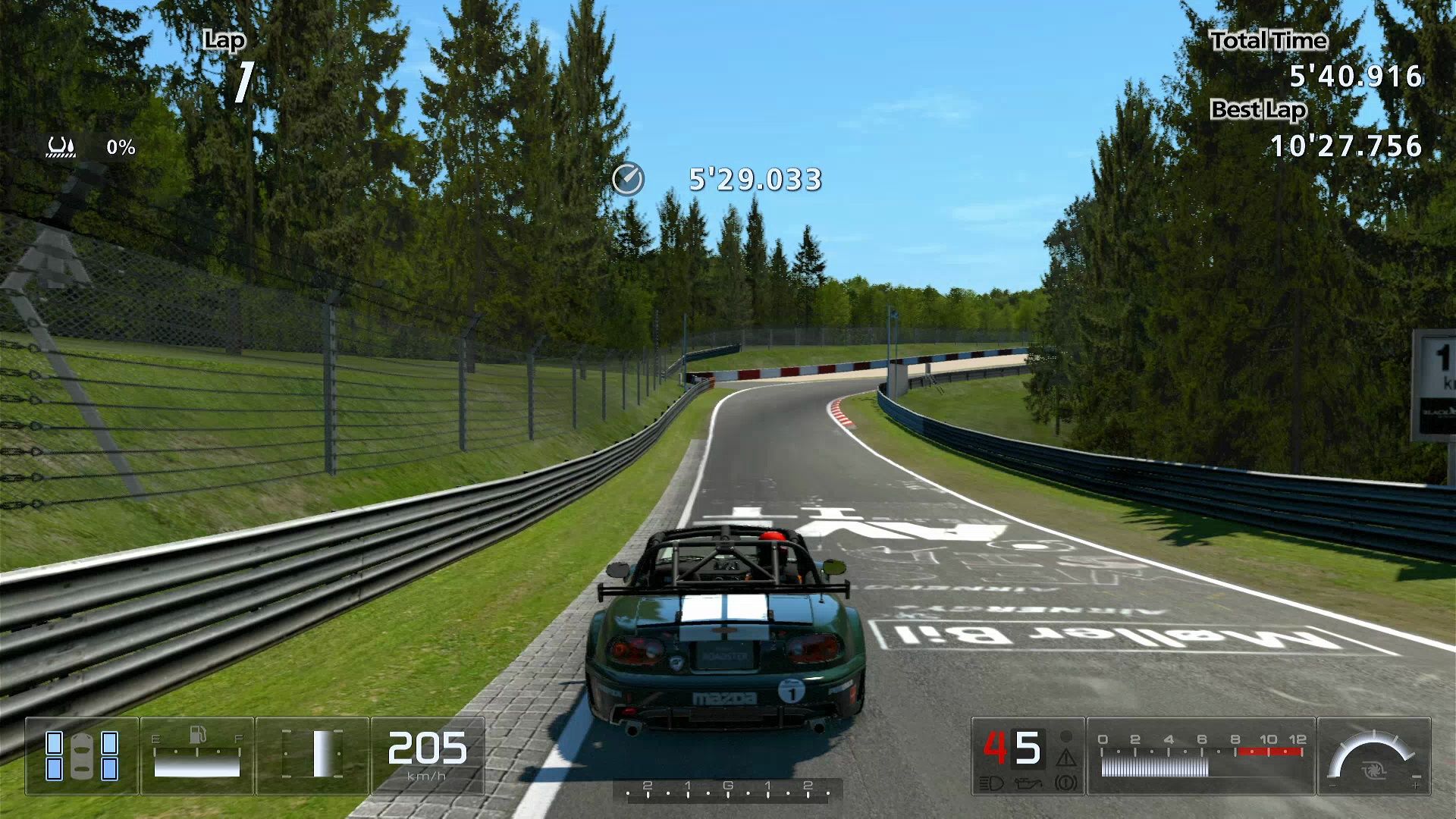 ps3【gt赛车5】mx5 防滚架tc版,跑纽伯格林dlc车辆,极致高转速齿比下