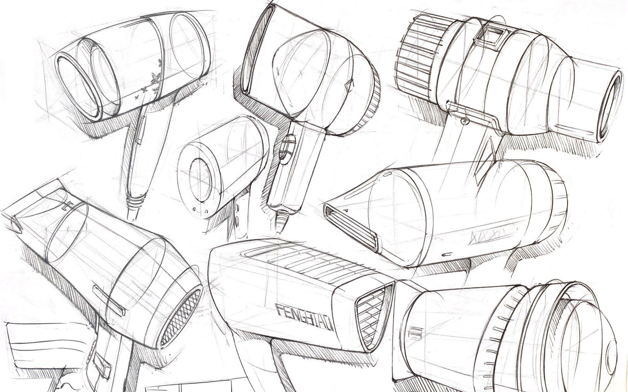 吹风机仿生设计手绘图片