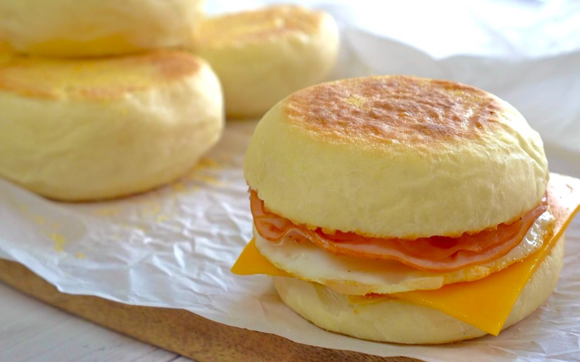 高颜值早餐!美味的英式马芬火腿三明治,颜值与味蕾100分!