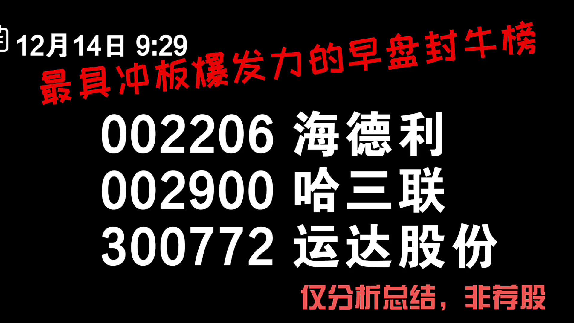 1214早盘封牛榜,哈三联强势涨停哔哩哔哩bilibili