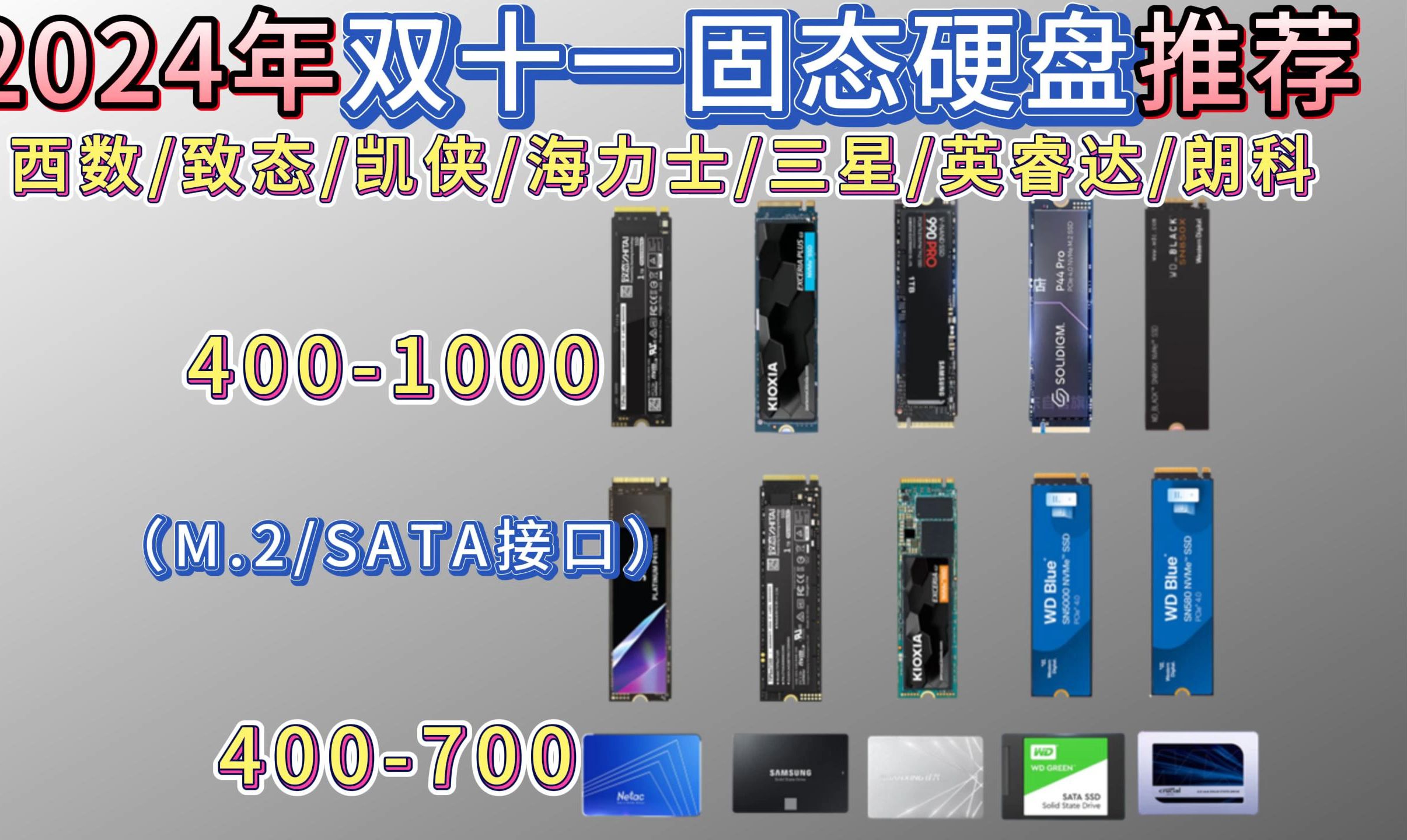 【2024年双十一】最新性价比固态硬盘(M.2/SATA接口)推荐!西数/致态/凯侠/海力士/三星/英睿达/朗科/思得等知名品牌哔哩哔哩bilibili