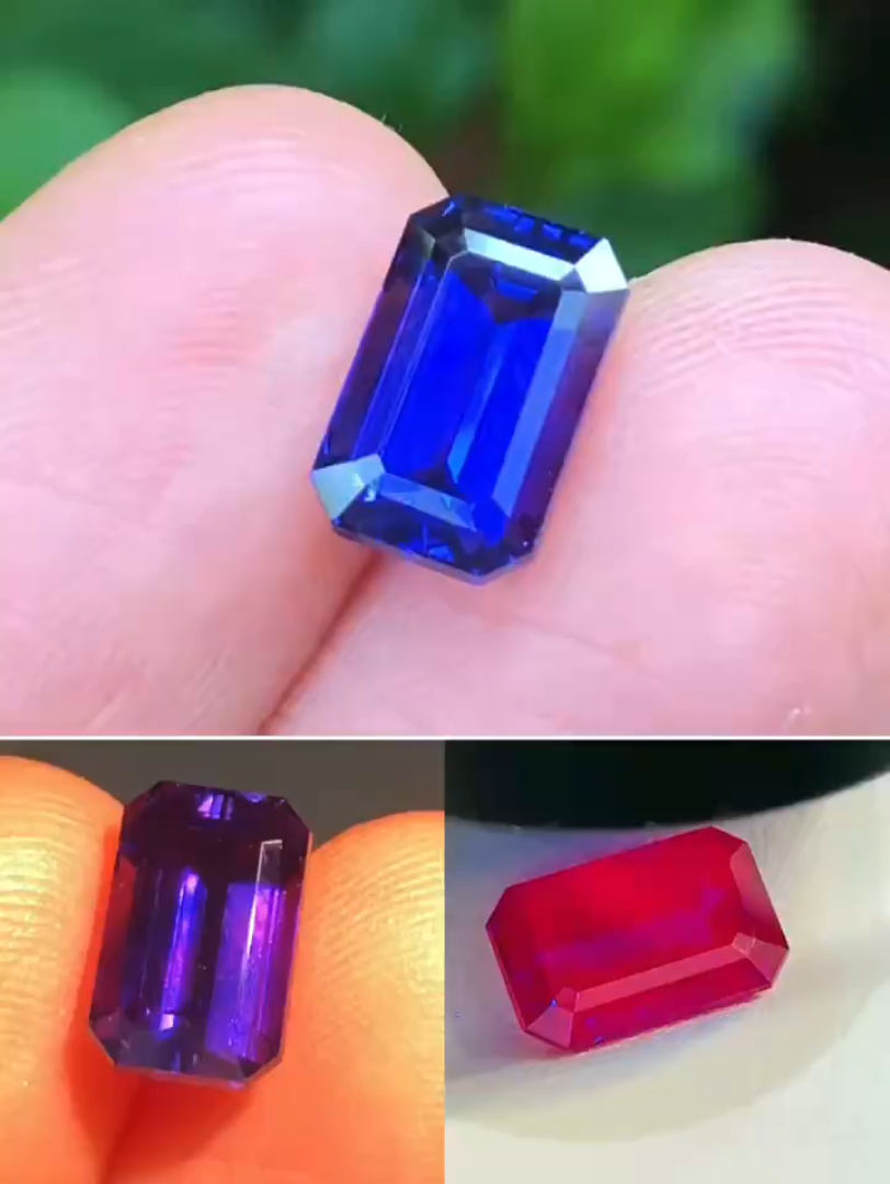儒翌天然变色蓝宝石的三种情况下的颜色