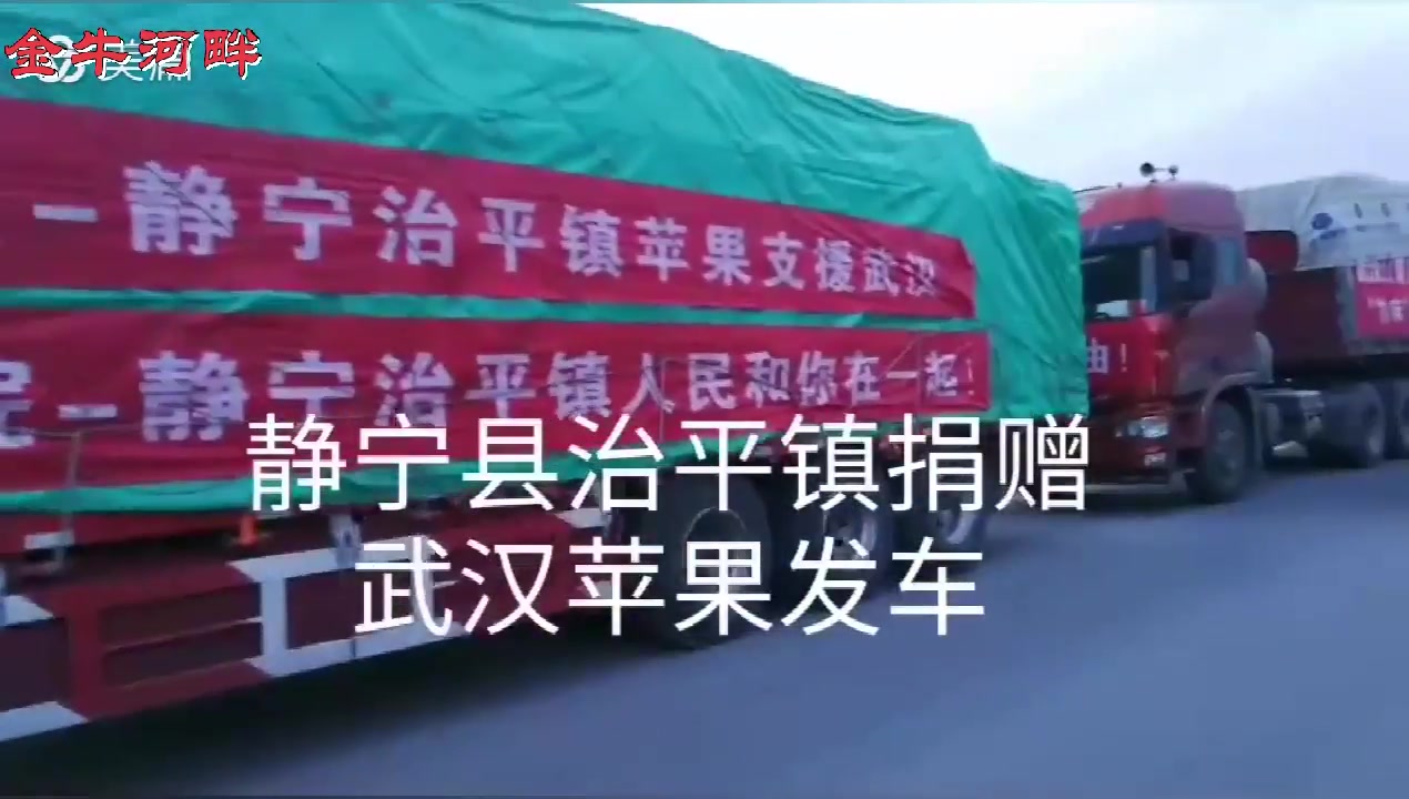 [图]静宁治平捐赠的4挂车100余吨爱心苹果发往武汉各大医院！