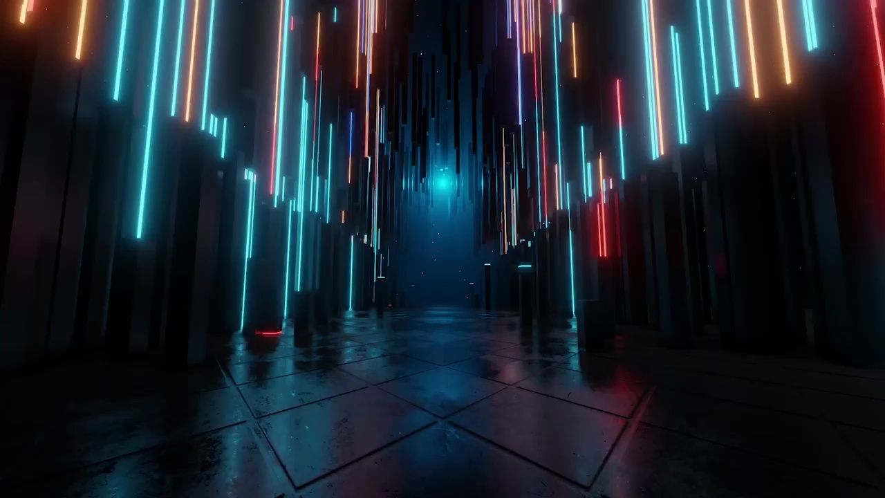 m1842 2k画质唯美绚丽霓虹灯光3d炫酷空间穿梭vj背景夜店酒吧大屏舞曲