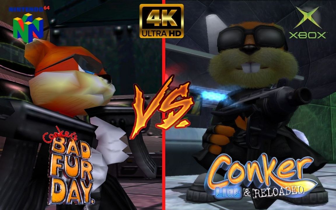 [图]松鼠库克倒霉的一天(松鼠康克) | N64 vs 初代Xbox 4K 超清画面比较 - Conker's Bad Fur Day