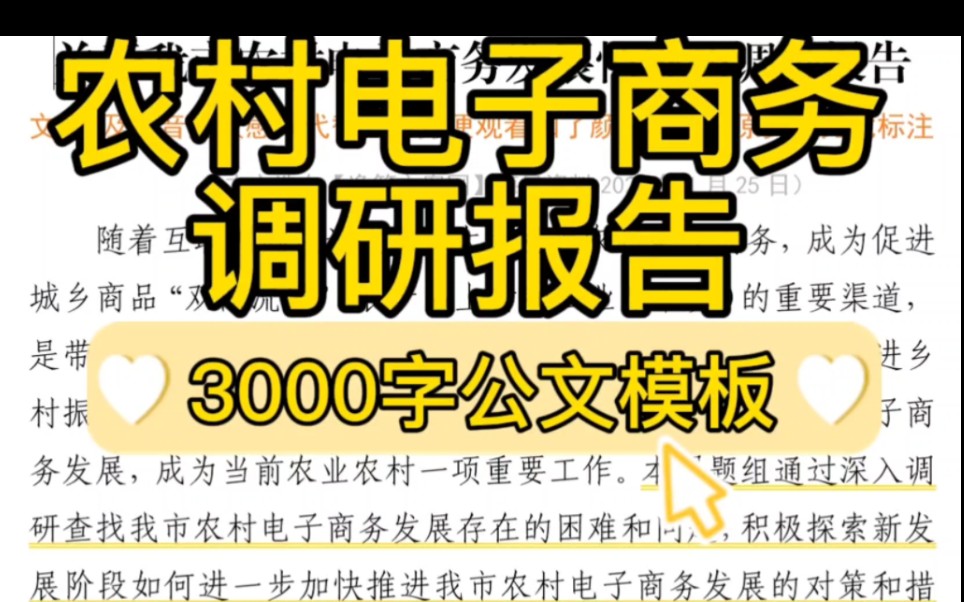 【逸笔文案网】3000农村电子商务调研报告,体制内办公室笔杆子写材料素材分享❗(选自海量资料2024年1月25日)哔哩哔哩bilibili