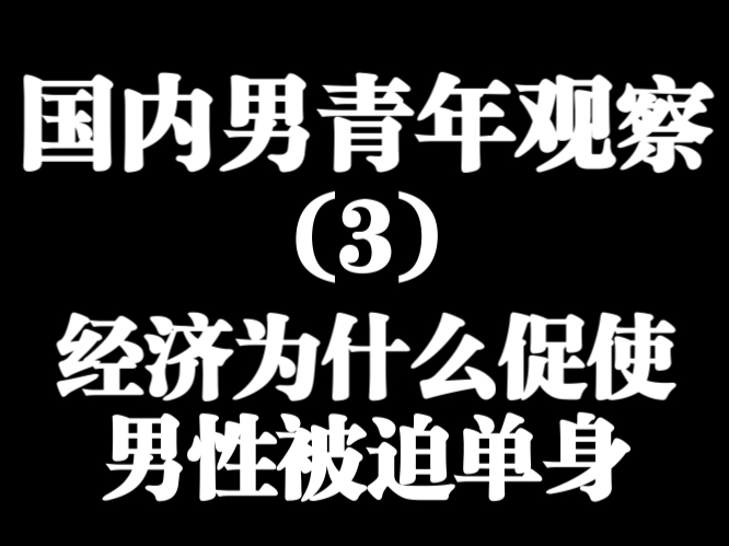 part3经济为什么促使男性单身 经济下行和信息爆炸夹击造成男性被动单身和淘汰 社会抚养的不存在 社会供养率低 热战的缺失 女性真正扛起半边天 男性退出...