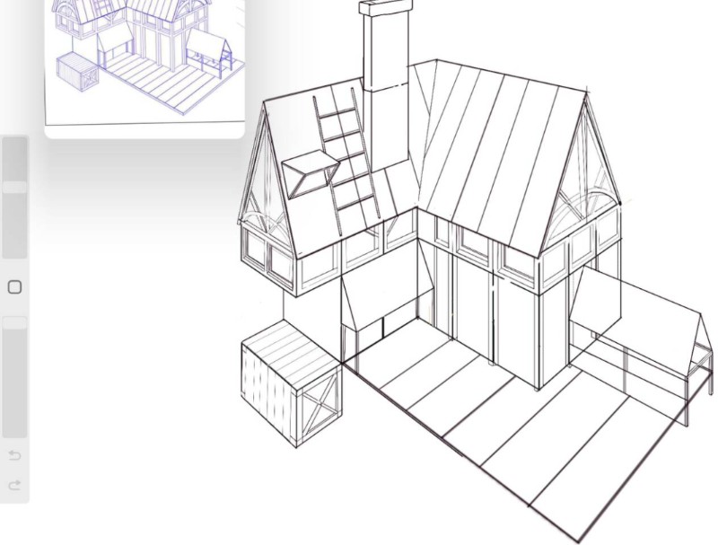我会画透视的房子了!procreate的透视辅助好难用!透视关系不对呀!