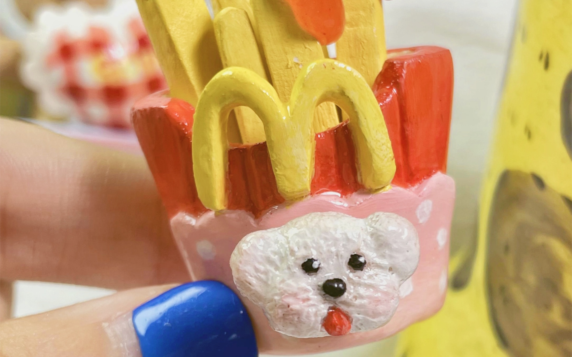 石塑粘土|麦当劳薯条,修狗冰箱贴.