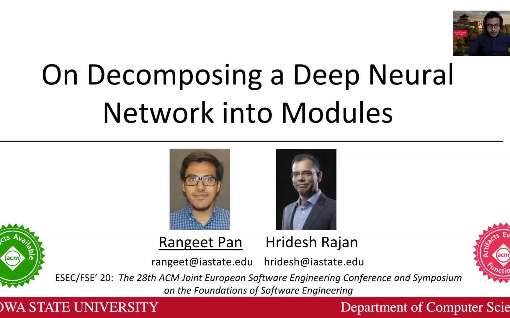 On Decomposing a Deep Neural Network into Modules (Video, ESEC/FSE 2020)哔哩哔哩bilibili