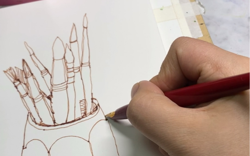 【一笔画速写01】写生个笔筒,一根线条画到底
