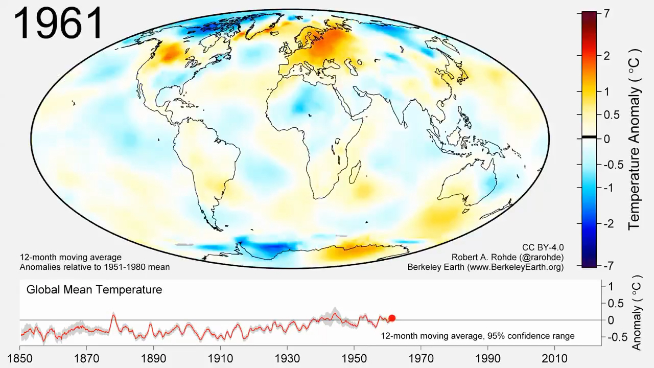 【动态地图】Berkeley Earth:1850年2022年全球平均气温变化哔哩哔哩bilibili