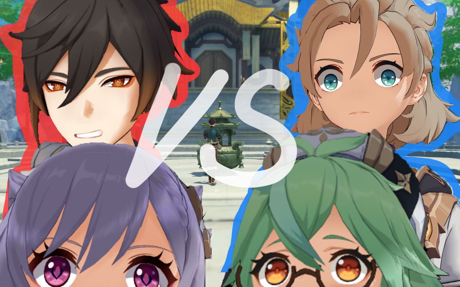 活动作品原神mmd钟离和阿贝多叠高高