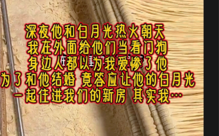 深夜他和白月光热火朝天,我在外面给他们当看门狗.身边人都认为我爱惨了他,为了和他结婚,我答应让他的白月光一起住进我们的新房.只因为…【冰雪...