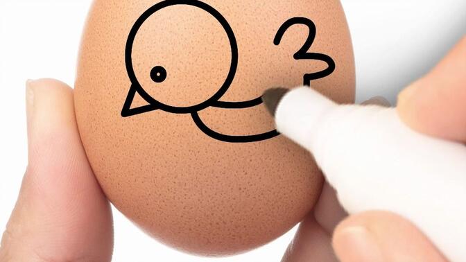 鸡蛋壳上画小鸡