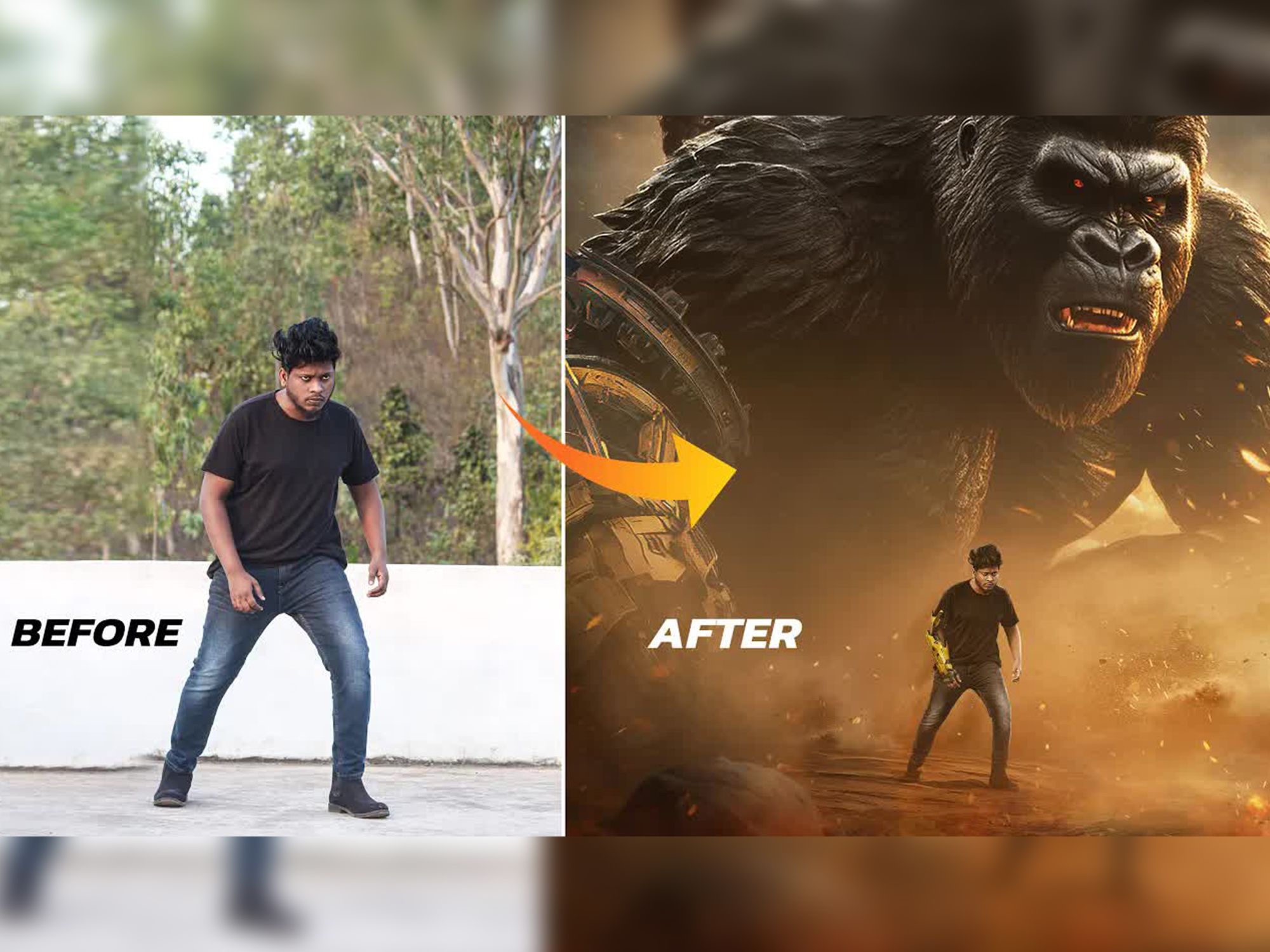 photoshop电影海报合成教程-金刚3(含素材)