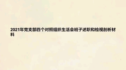 2021年党支部四个对照组织生活会班子述职和检视剖析材料哔哩哔哩bilibili