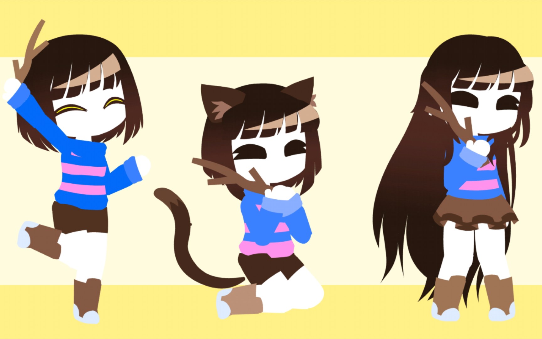 可爱的frisk和chara(有猫耳朵)私设(长头发裙子)私设