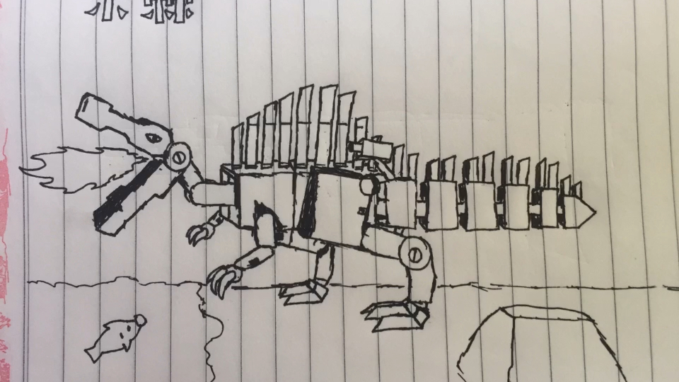 机械恐龙简笔画怎么画图片