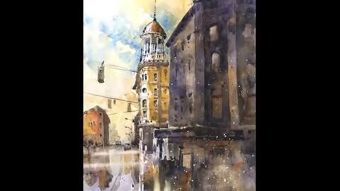 美国水彩画家水彩建筑风景很厉害的一个人能驾驭很多风格水彩教程搬运youtube转载 哔哩哔哩