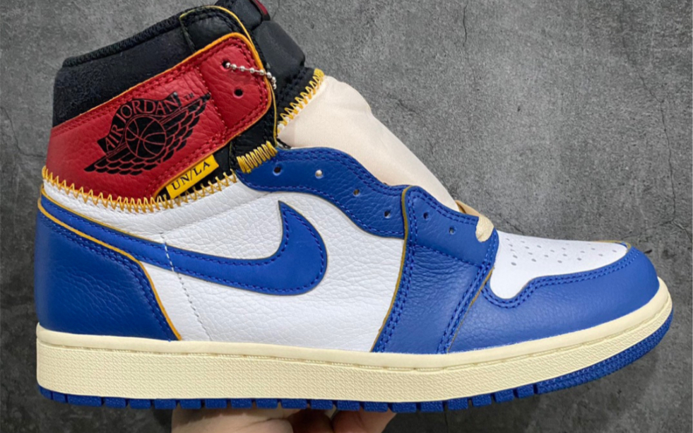 union x air jordan aj1 retro high nrg 联名四色拼接黑脚趾 蓝黑红