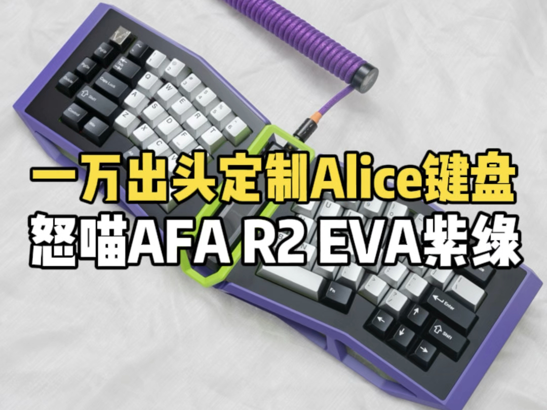 花一万出头定制Alice键盘怒喵AFA EVA紫绿,搭配bk三件套:bk金属键帽+银翼轴+EVA紫绿航插线!#客制化键盘 #麻将键盘 #怒喵afa #bk银翼轴哔哩哔哩...