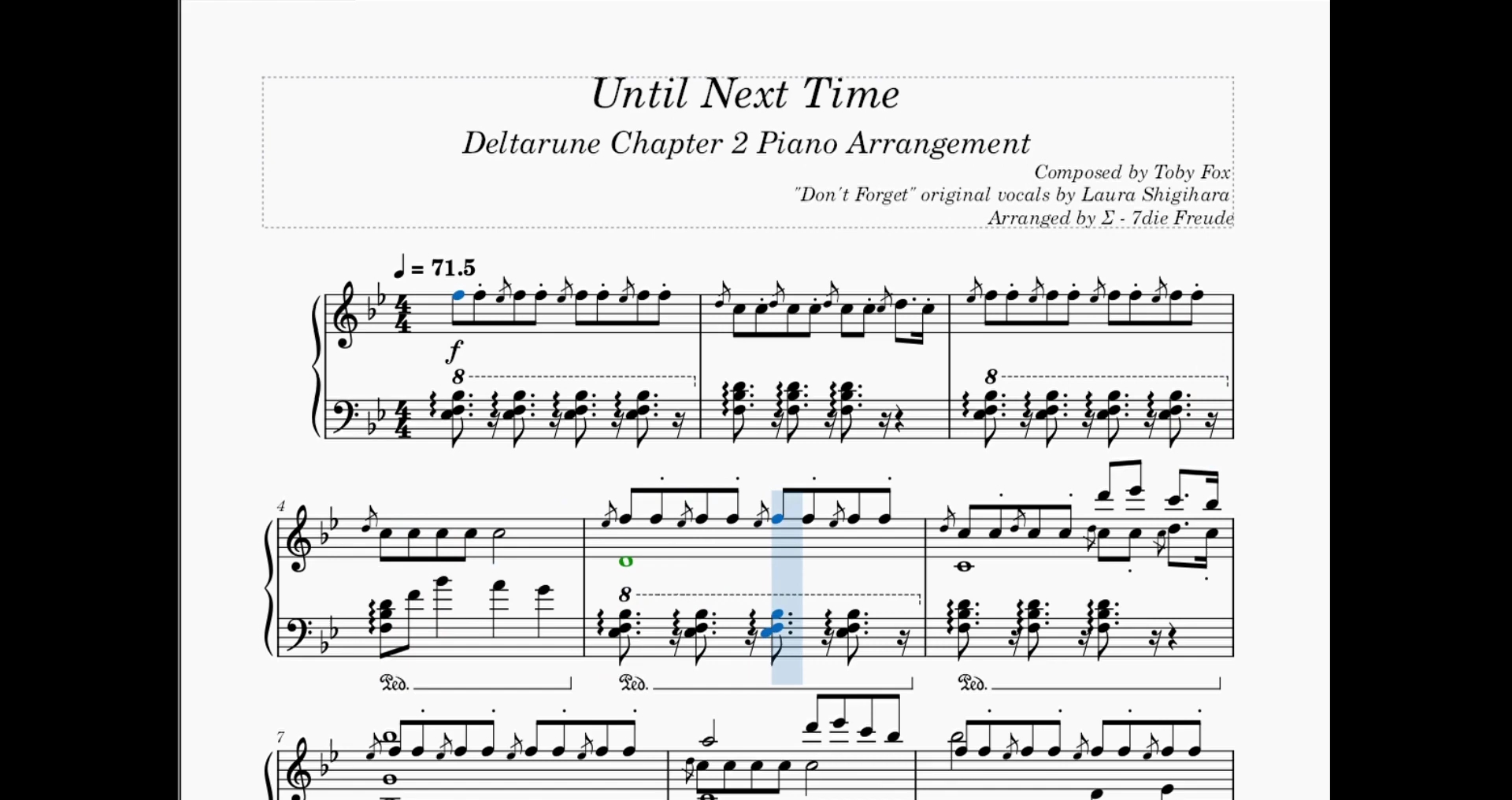 【三角符文钢琴谱】until next time