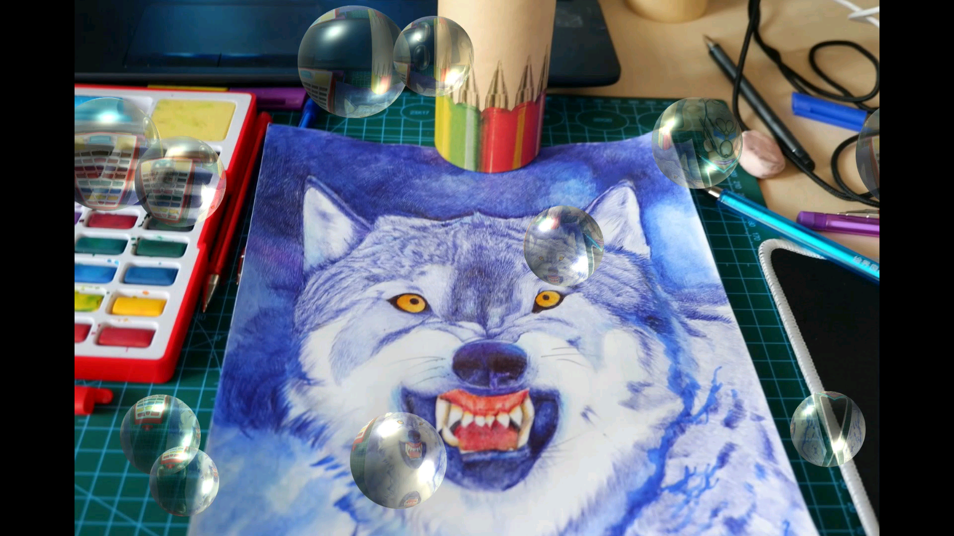 【圆珠笔 水彩】 《狼》_哔哩哔哩 (゜-゜)つロ 干杯~-bilibili