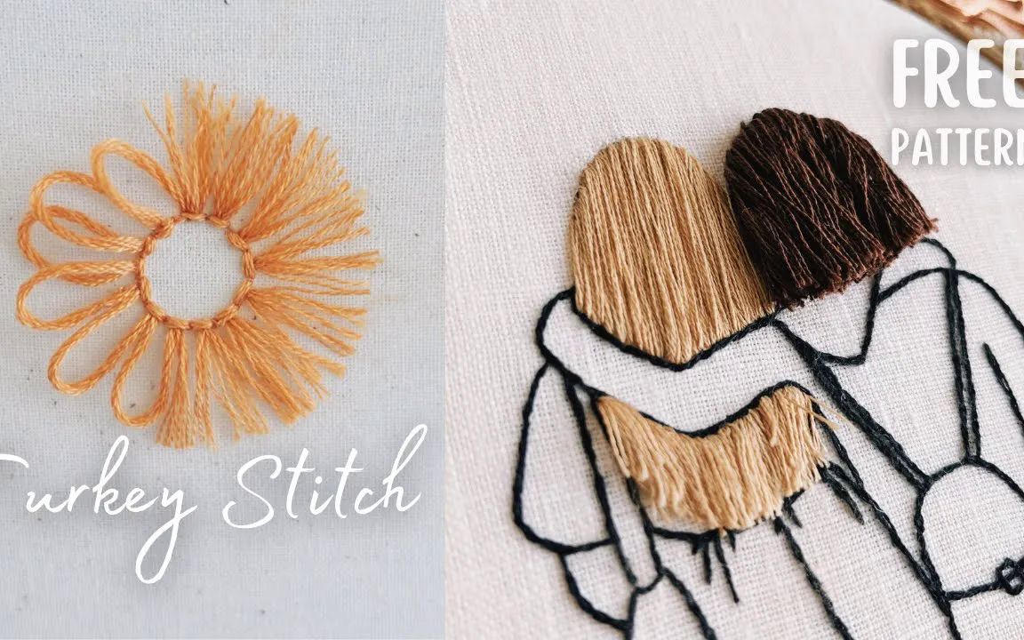 【pattes de velours】头发刺绣教程learn turkey stitch and embroid