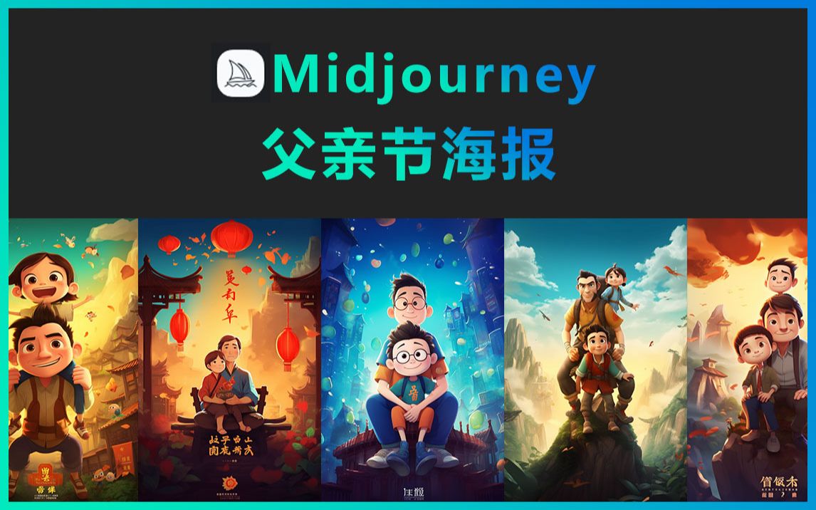 Midjourney父亲节海报哔哩哔哩bilibili